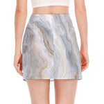 Grey Marble Print Side Slit Mini Skirt