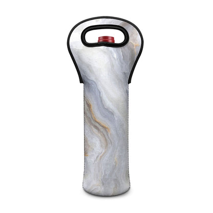 Grey Marble Print Single Neoprene Wine Tote