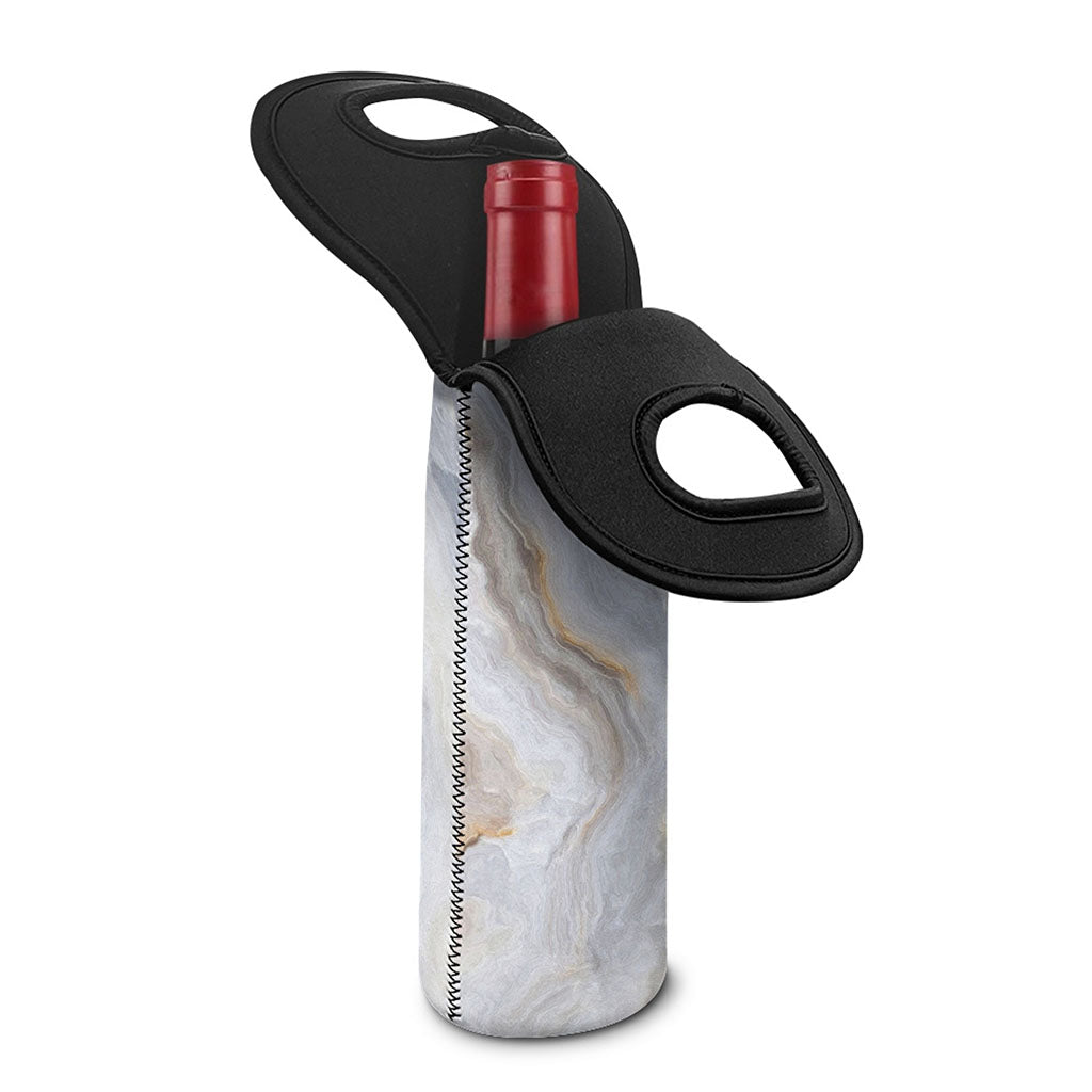 Grey Marble Print Single Neoprene Wine Tote