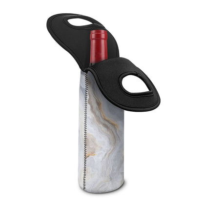 Grey Marble Print Single Neoprene Wine Tote