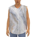 Grey Marble Print Sleeveless Baseball Jersey