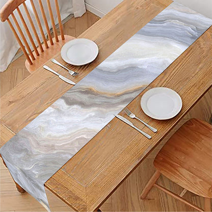 Grey Marble Print Table Runner