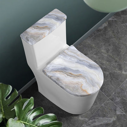 Grey Marble Print Toilet Lid And Tank Cover Set