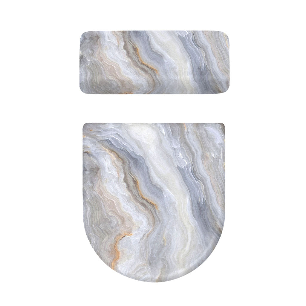 Grey Marble Print Toilet Lid And Tank Cover Set