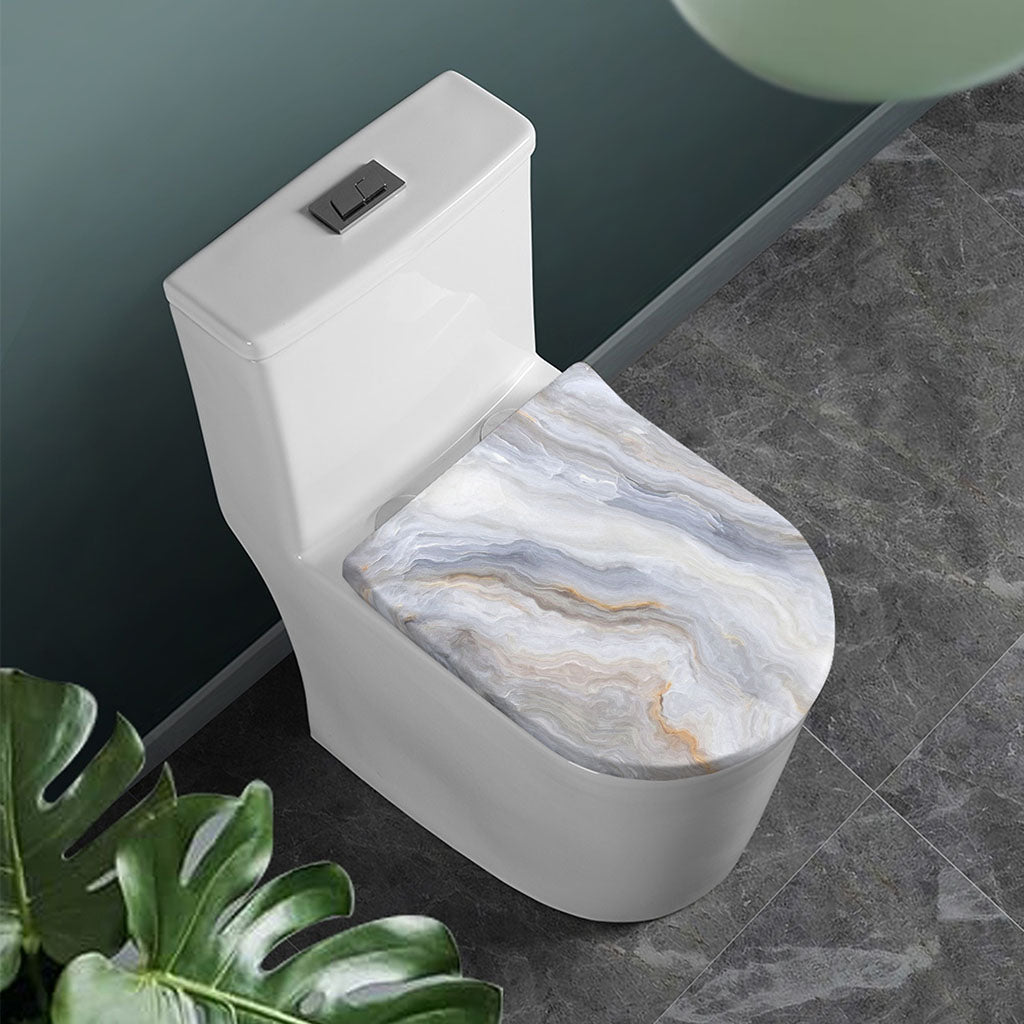 Grey Marble Print Toilet Lid Cover