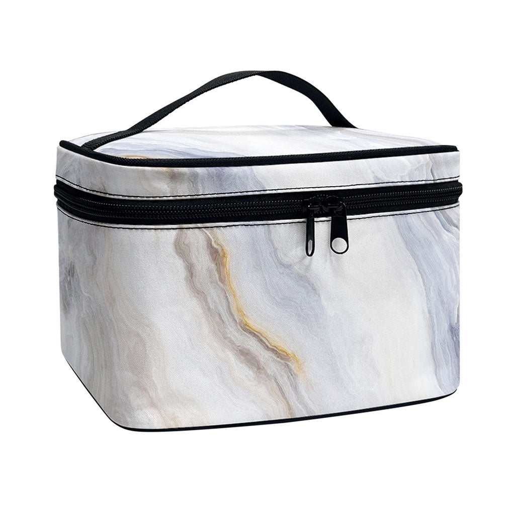Grey Marble Print Travel Makeup Bag