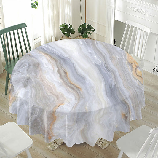 Grey Marble Print Waterproof Round Tablecloth