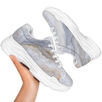 Grey Marble Print White Chunky Shoes