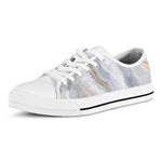 Grey Marble Print White Low Top Sneakers