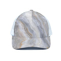 Grey Marble Print White Mesh Trucker Hat