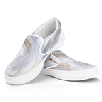 Grey Marble Print White Slip On Sneakers