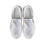 Grey Marble Print White Slip On Sneakers