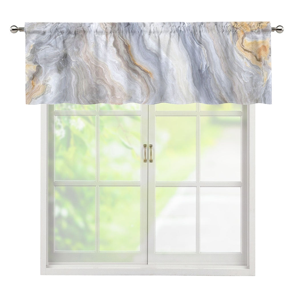 Grey Marble Print Window Valance