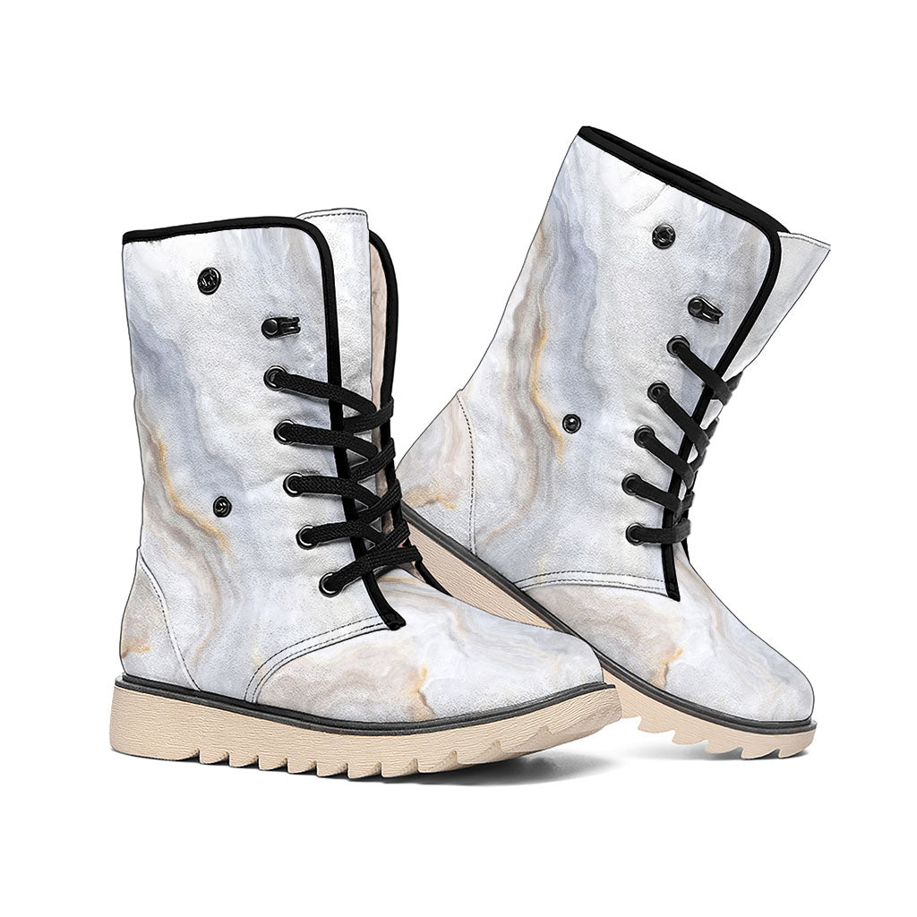 Grey Marble Print Winter Boots