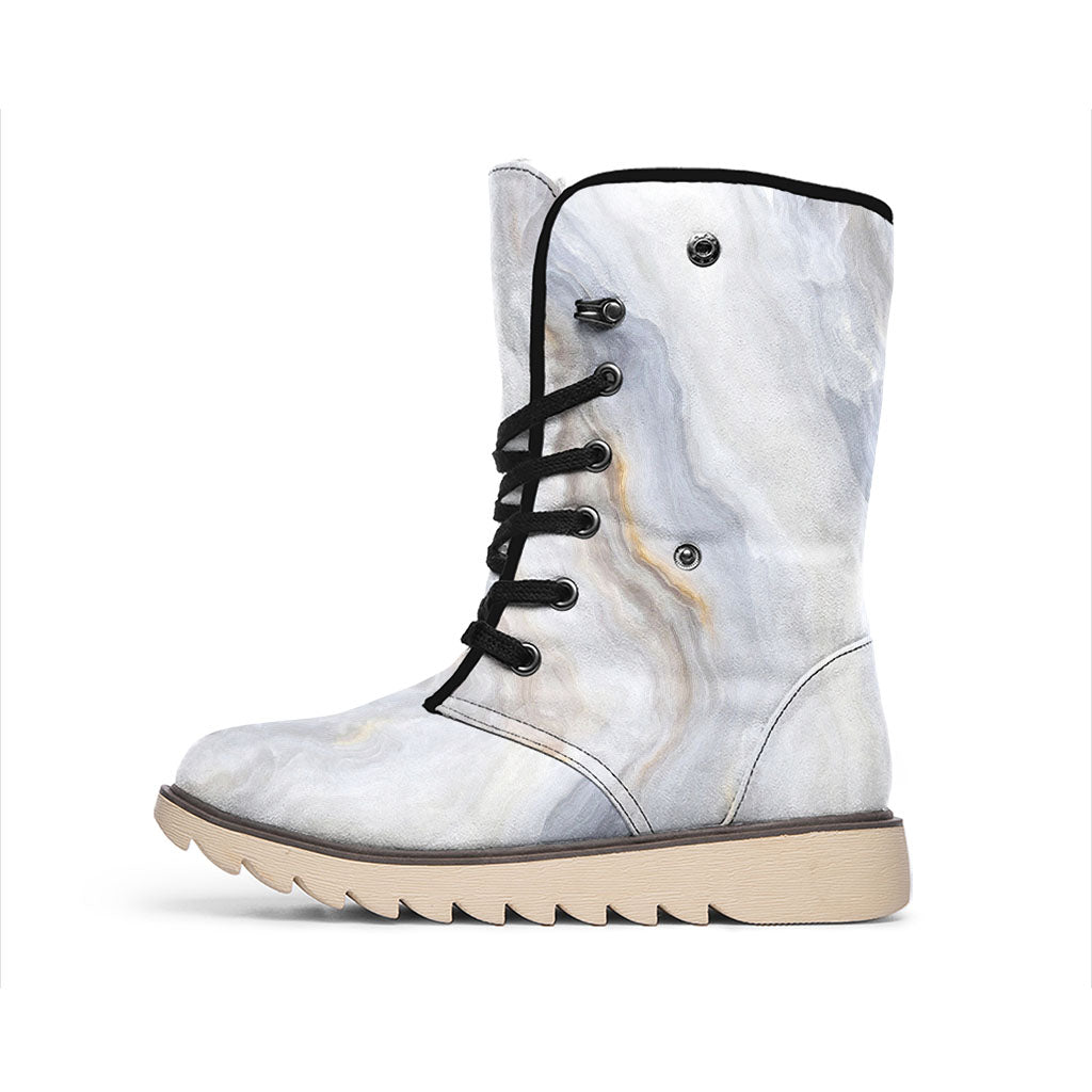 Grey Marble Print Winter Boots