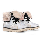 Grey Marble Print Winter Boots