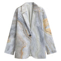 Grey Marble Print Women's Cotton Blazer