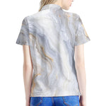 Grey Marble Print Women's Polo Shirt