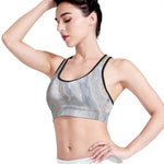 Grey Marble Print Women's Sports Bra