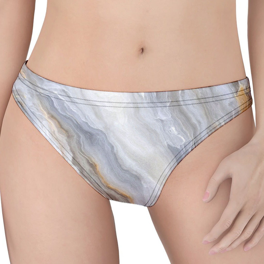 Grey Marble Print Women's Thong