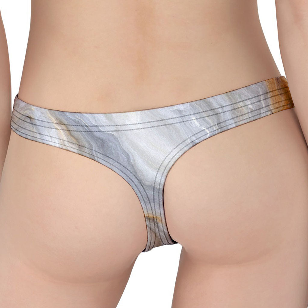 Grey Marble Print Women's Thong