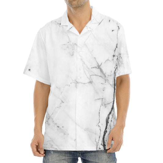 Grey Marble Stone Print Aloha Shirt