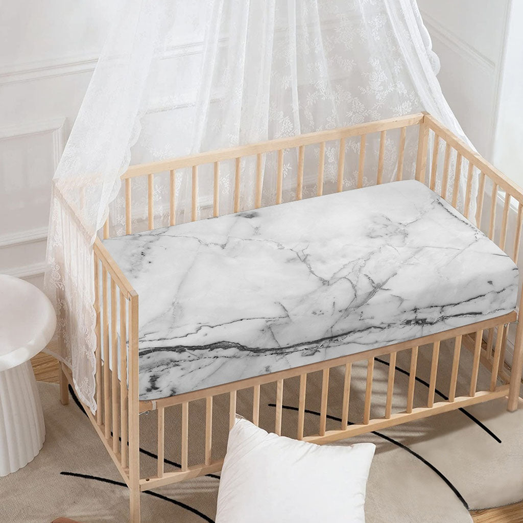 Grey Marble Stone Print Baby Crib Sheet