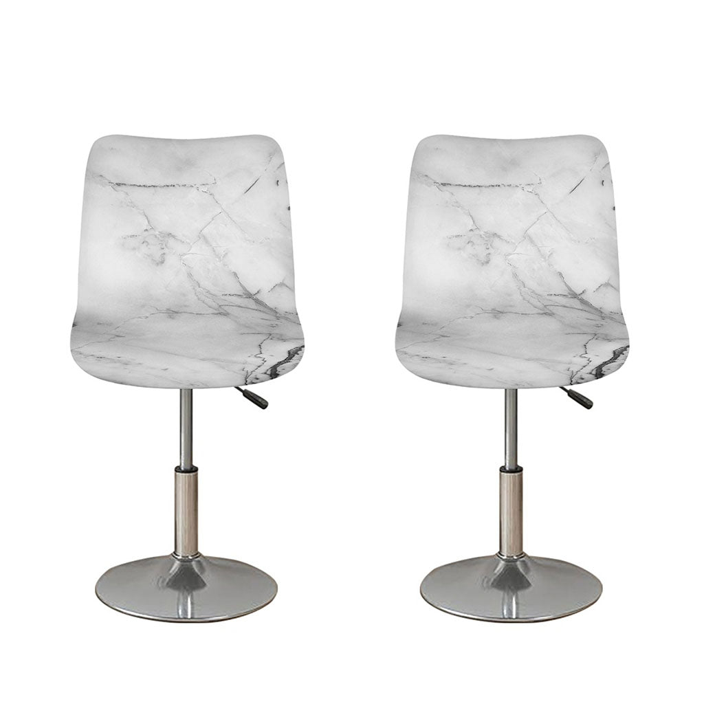 Grey Marble Stone Print Bar Stool Covers