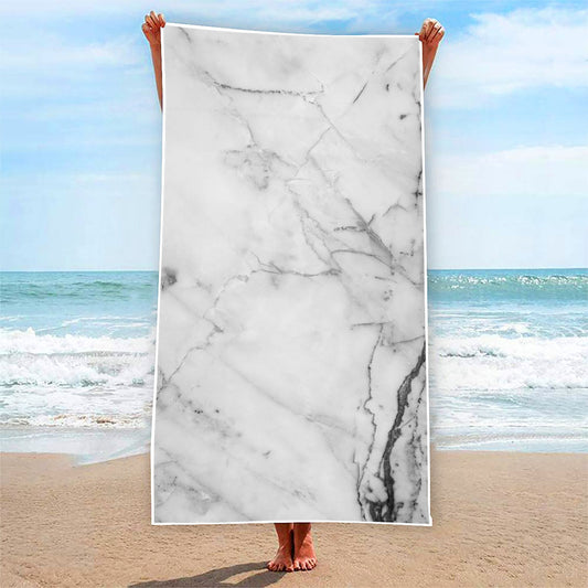 Grey Marble Stone Print Beach Towel