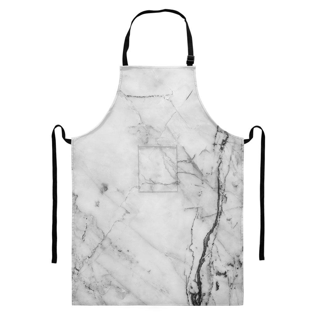 Grey Marble Stone Print Bib Apron With Pocket