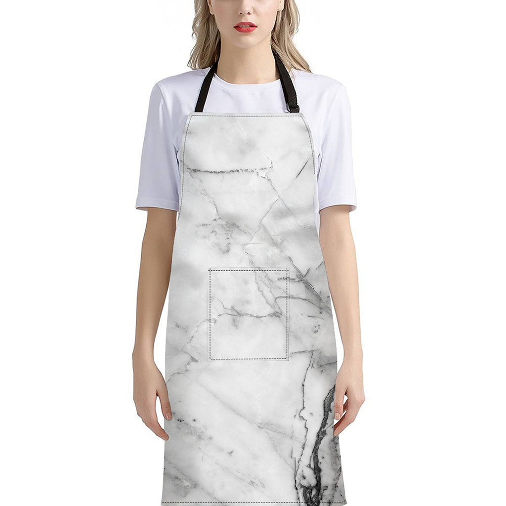 Grey Marble Stone Print Bib Apron With Pocket