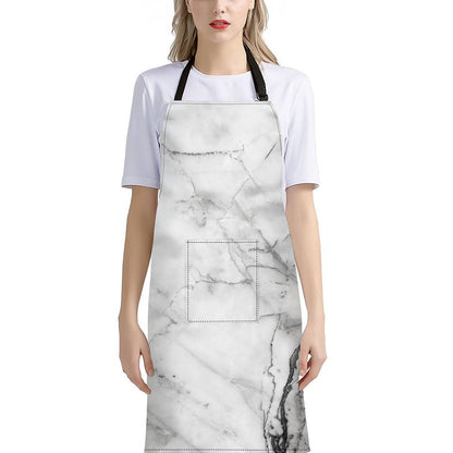 Grey Marble Stone Print Bib Apron With Pocket