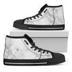 Grey Marble Stone Print Black High Top Sneakers