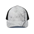 Grey Marble Stone Print Black Mesh Trucker Hat