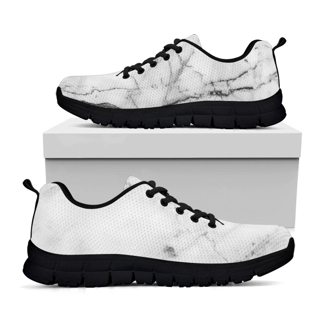 Grey Marble Stone Print Black Running Shoes