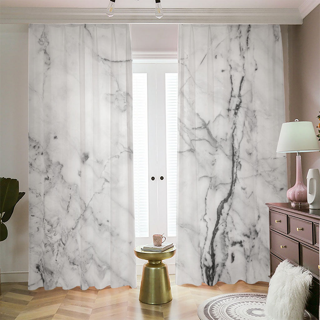 Grey Marble Stone Print Blackout Pencil Pleat Curtains