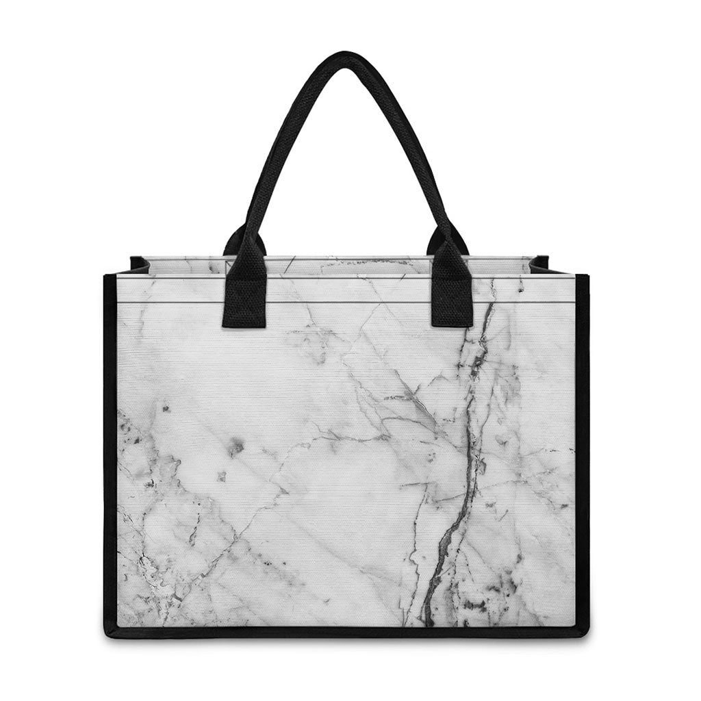 Grey Marble Stone Print Canvas Tote Bag