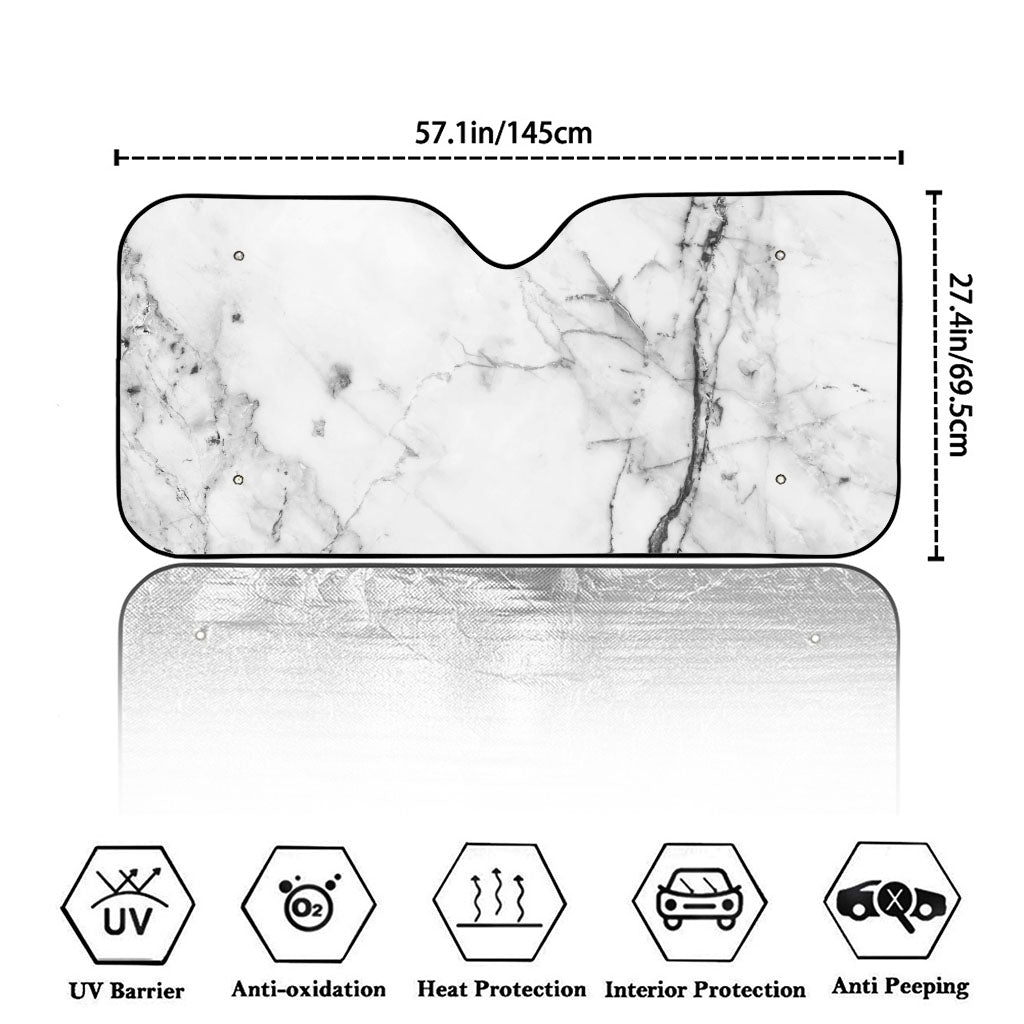 Grey Marble Stone Print Car Windshield Sun Shade
