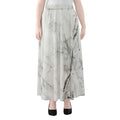 Grey Marble Stone Print Chiffon Maxi Skirt