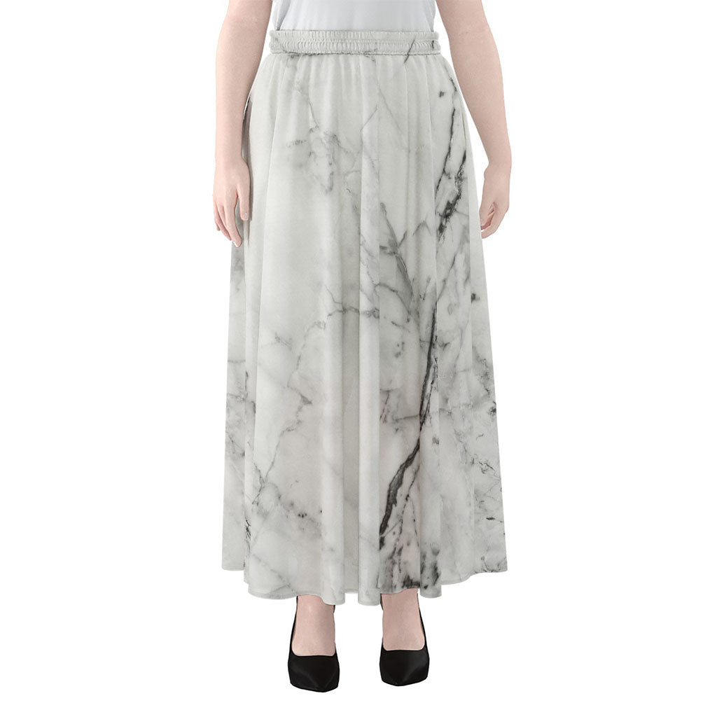 Grey Marble Stone Print Chiffon Maxi Skirt