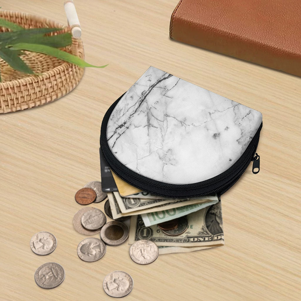 Grey Marble Stone Print Coin Purse
