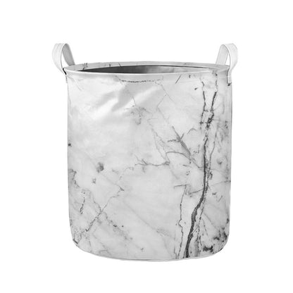 Grey Marble Stone Print Collapsible Laundry Basket