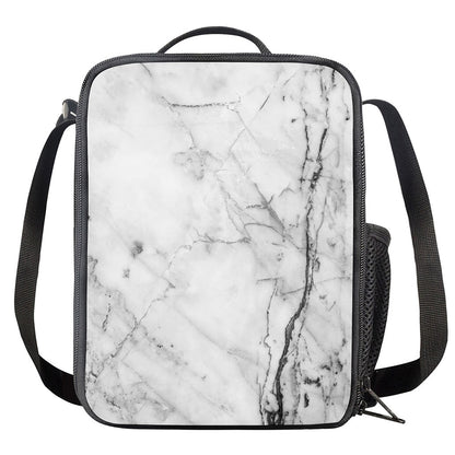 Grey Marble Stone Print Crossbody Lunch Bag