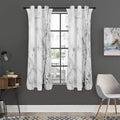 Grey Marble Stone Print Grommet Curtain Panels