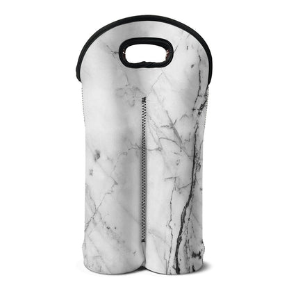 Grey Marble Stone Print Double Neoprene Wine Tote