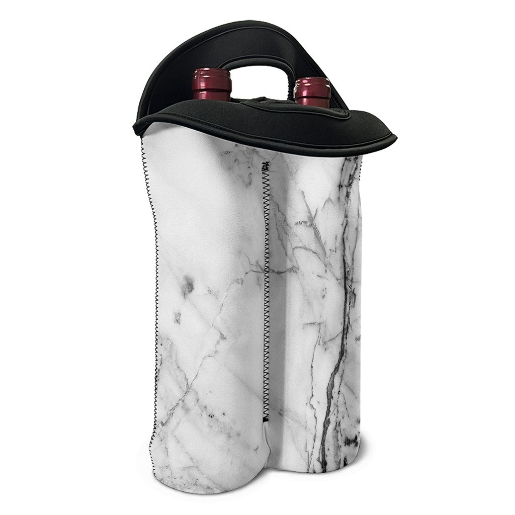Grey Marble Stone Print Double Neoprene Wine Tote