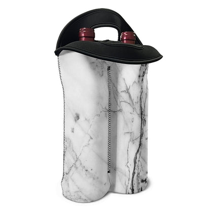 Grey Marble Stone Print Double Neoprene Wine Tote
