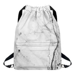 Grey Marble Stone Print Drawstring Backpack