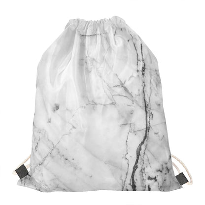 Grey Marble Stone Print Drawstring Bag