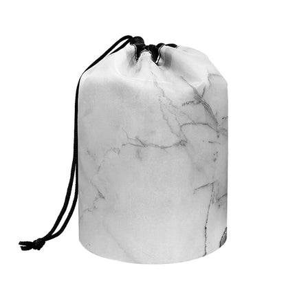 Grey Marble Stone Print Drawstring Makeup Bag